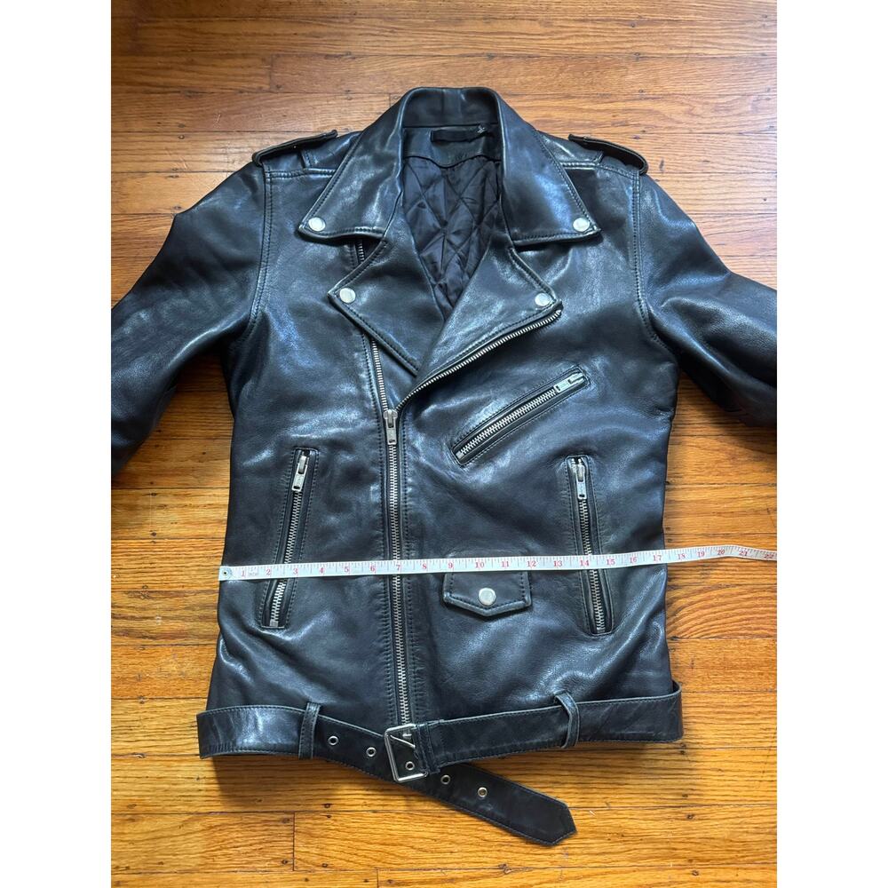 Men's Vintage High-Quality Black Leather Motorcycle Jacket, S - Picture 7 of 14